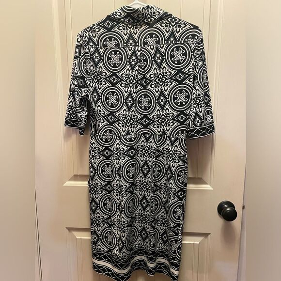 BCBG Max Azria Black and White Pocket Shirt Dress Small Business Cocktail Work - Picture 8 of 15